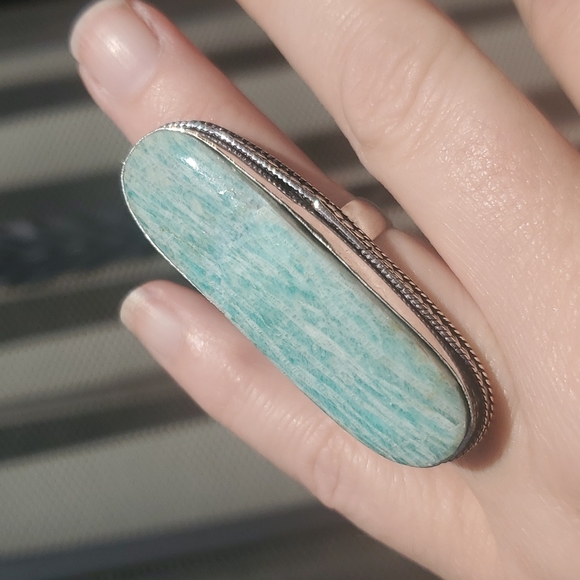 New Oversized Amazonite 925 Silver Statement Ring. - Picture 3 of 14